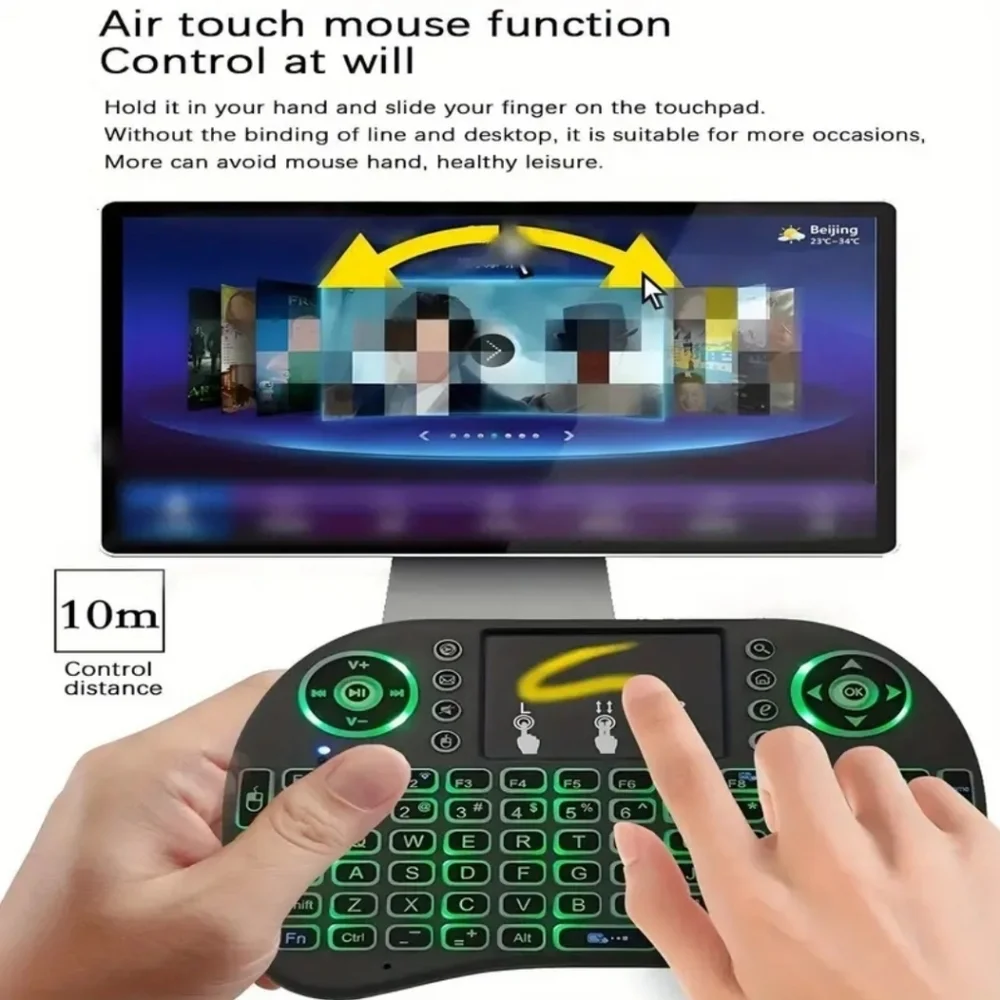 I8 Mini Wireless Keyboard - Ultra Slim Compact Design, 10m Long Range, Quiet